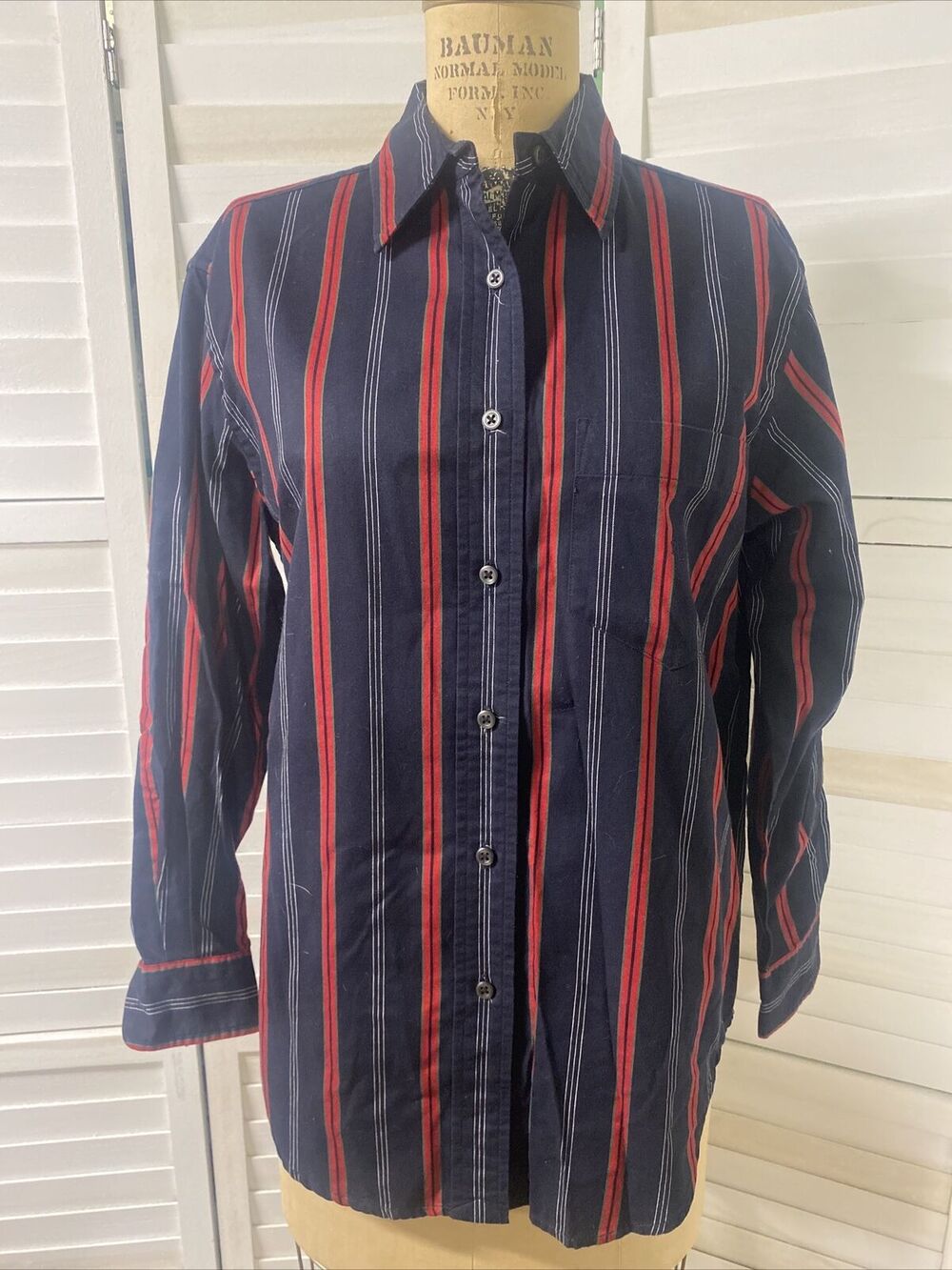 90s Y2K Lauren Ralph Lauren 100% Cotton Button Down Striped Shirt Women’s Size 8